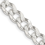22 inch Sterling Silver 8mm Pave Curb Chain Necklace