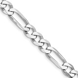 26 inch Sterling Silver Rhodium-plated 7.5mm Figaro Chain Necklace