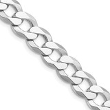 Sterling Silver Rhodium-plated 9.75mm Flat Curb Chain QLB250R-20
