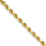16 inch 10K Yellow Gold 3mm Semi-solid Diamond-cut Rope Chain Necklace