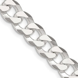 Sterling Silver 8.5mm Beveled Curb Chain QFB210-22