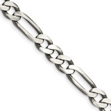24 inch Sterling Silver Antiqued 7.5mm Figaro Chain Necklace