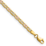 14k 3.2mm Tri-color Gold Pave Valentino Chain PVL070-7