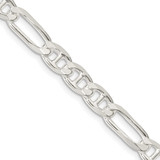 30 inch Sterling Silver 6.5mm Figaro Anchor Chain Necklace