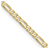 18 inch 10K Yellow Gold 2.2mm Flat Figaro Chain Necklace
