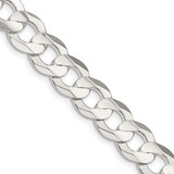 18 inch Sterling Silver 9.75mm Concave Beveled Curb Chain Necklace