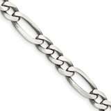 24 inch Sterling Silver Antiqued 6.5mm Figaro Chain Necklace