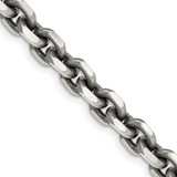Sterling Silver Antiqued 7.0mm Diamond-cut Elongated Open Link Chain QFC144-20