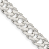 Sterling Silver 7.75mm 6 Side Diamond-cut Flat Double Curb Chain QFC219-18