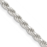 42 inch Sterling Silver 3mm Diamond-cut Rope Chain Necklace