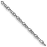 16 inch 14K White Gold 1.35mm Carded Cable Rope Chain Necklace