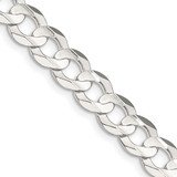 24 inch Sterling Silver 8mm Concave Beveled Curb Chain Necklace
