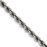 Sterling Silver Ruthenium-plated 4mm Rope Chain QFC202-20