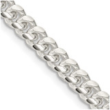 Sterling Silver 5mm Domed w/ Side Diamond-cut Curb Chain QRC150-18
