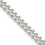 26 inch Sterling Silver 4mm Domed w/ Side Diamond-cut Curb Chain Necklace