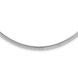16 inch Sterling Silver Rhodium Plated 4mm w/2 in Ext Cubetto Omega Chain Necklace