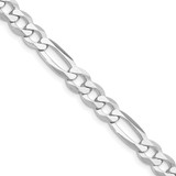 Sterling Silver Rhodium-plated 7.5mm Lightweight Flat Figaro Chain QMB180R-20