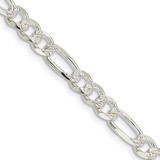 Sterling Silver 5.5mm Pave Flat Figaro Chain QFF150-24