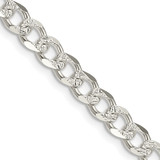 22 inch Sterling Silver 5.5mm Pave Curb Chain Necklace