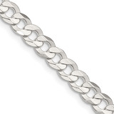 26 inch Sterling Silver 5.65mm Concave Beveled Curb Chain Necklace