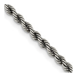 22 inch Sterling Silver Ruthenium-plated 2.5mm Rope Chain Necklace