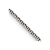 26 inch Sterling Silver Antiqued 1.6mm Solid Square Spiga Chain Necklace
