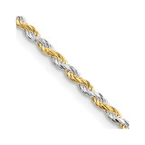 24 inch Sterling Silver And Vermeil 1.85mm Diamond-cut Rope Chain Necklace