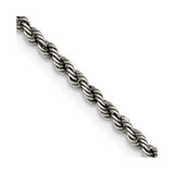 22 inch Sterling Silver Ruthenium-plated 2.3mm Rope Chain Necklace