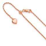 Sterling Silver Rose Gold-plated Adjustable 1.2mm Diamond-cut Rope Chain FC55-22