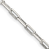 18 inch Sterling Silver 3.25mm Elongated Open Link Chain Necklace