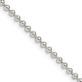 30 inch Sterling Silver 2.35mm Beaded Chain Necklace