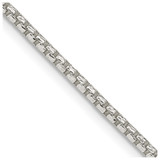 18 inch Sterling Silver 2mm Diamond-cut Round Box Chain Necklace