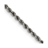 18 inch Sterling Silver Ruthenium-plated 2.3mm Rope Chain Necklace