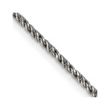 20 inch Sterling Silver Ruthenium-plated 1.7mm Twisted Tight Wheat Chain Necklace