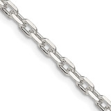 18 inch Sterling Silver 3.25mm Beveled Oval Cable Chain Necklace