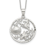 Sterling Silver Seahorse, Starfish and Shell Pendant