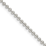 22 inch Sterling Silver 2mm Beaded Chain Necklace w/4in ext.