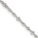 24 inch Sterling Silver 2.5mm Singapore w/ Beads Chain Necklace