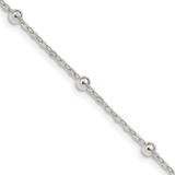 24 inch Sterling Silver 1.3mm Fancy Beaded Chain Necklace