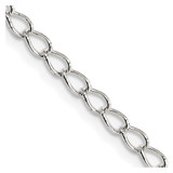 16 inch Sterling Silver 3mm Half Round Wire Open Curb Chain Necklace