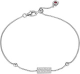 ELLE Jewelry - 6.75 inch+1 inch Rhodium-Plated Sterling Silver Adjustable Bracelet with Lab-Created White Sapphire Barrel