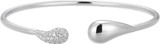 ELLE Jewelry - 6.75 inch Rhodium-Plated Sterling Silver Teardrop Design Cuff Bracelet with Cubic Zirconia Accents