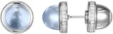 ELLE Jewelry - Pivot Rhodium-Plated Sterling Silver Lab-Created Blue Quartz Cabochon and Cubic Zirconia Stud Earrings