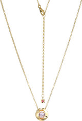 ELLE Jewelry - 17 inch+3 inch Gold-Plated Sterling Silver Rolo Chain Necklace with Pink Amethyst Swirl Pendant