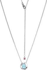 ELLE Jewelry - 17 inch+3 inch Rhodium-Plated Sterling Silver Swirl Round Pendant Necklace with Genuine Blue Topaz