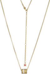 ELLE Jewelry - 17 inch+3 inch Gold-Plated Sterling Silver Rolo Chain Necklace with Cubic Zirconia Slide Pendant