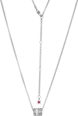 ELLE Jewelry - 17 inch+3 inch Rhodium-Plated Sterling Silver Necklace with Twisted Ring Design Cubic Zirconia Pendant