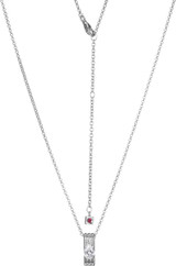 ELLE Jewelry - 17 inch+3 inch Rhodium-Plated Sterling Silver Rolo Chain Thin Pendant Necklace with Cubic Zirconia