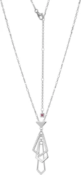 ELLE Jewelry - 16 inch+3 inch Rhodium-Plated Sterling Silver Triple Drop Art Deco Style Pendant Necklace with Cubic Zirconia
