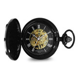 Charles-Hubert Mens 47mm Black-Plated Full Hunter Mechanical Pocket Watch